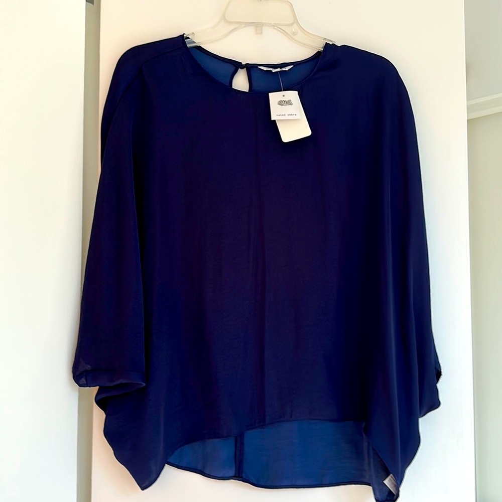 Naked Zevra cute top Blue silk